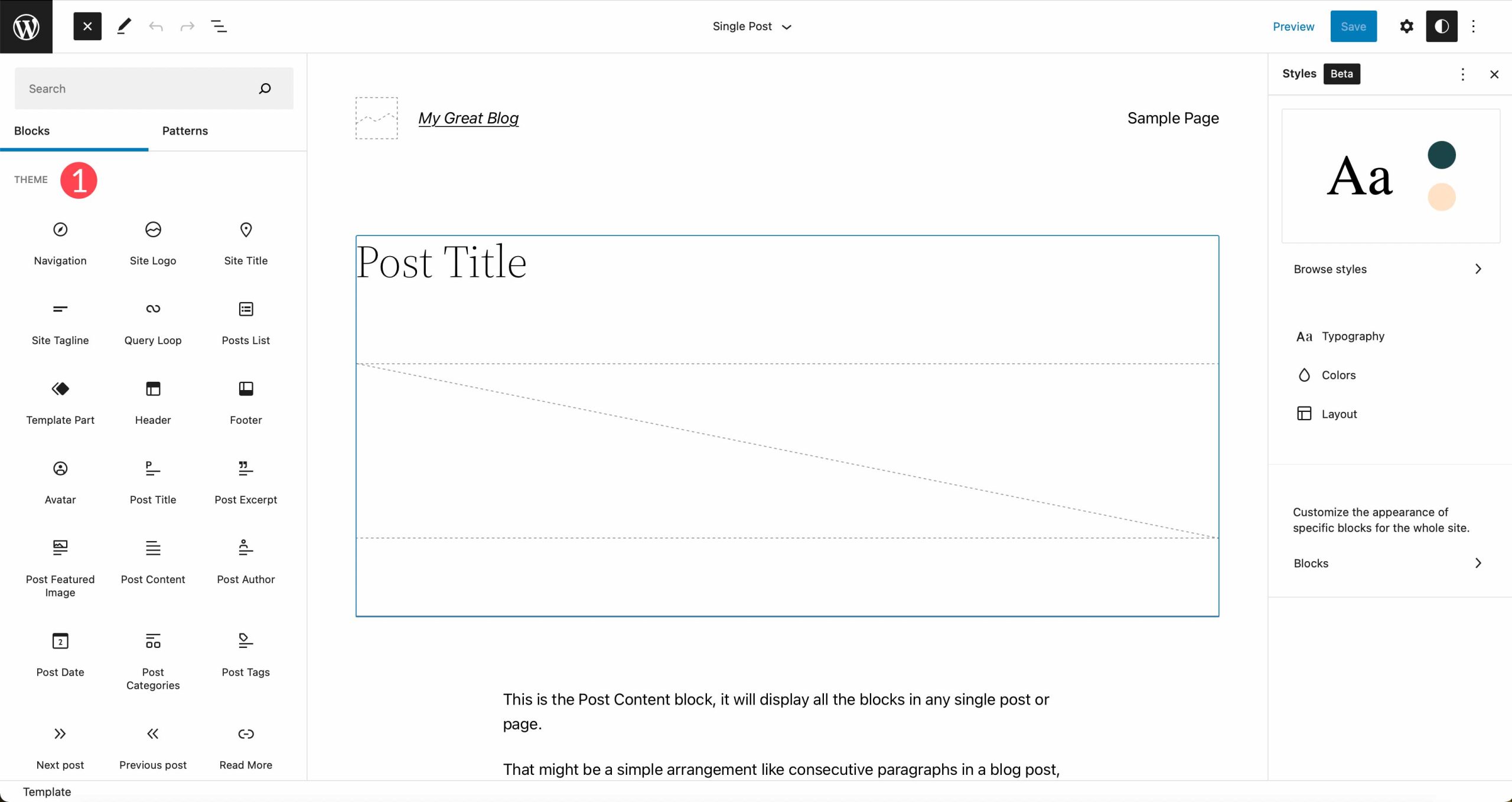 全站编辑主题块 WordPress