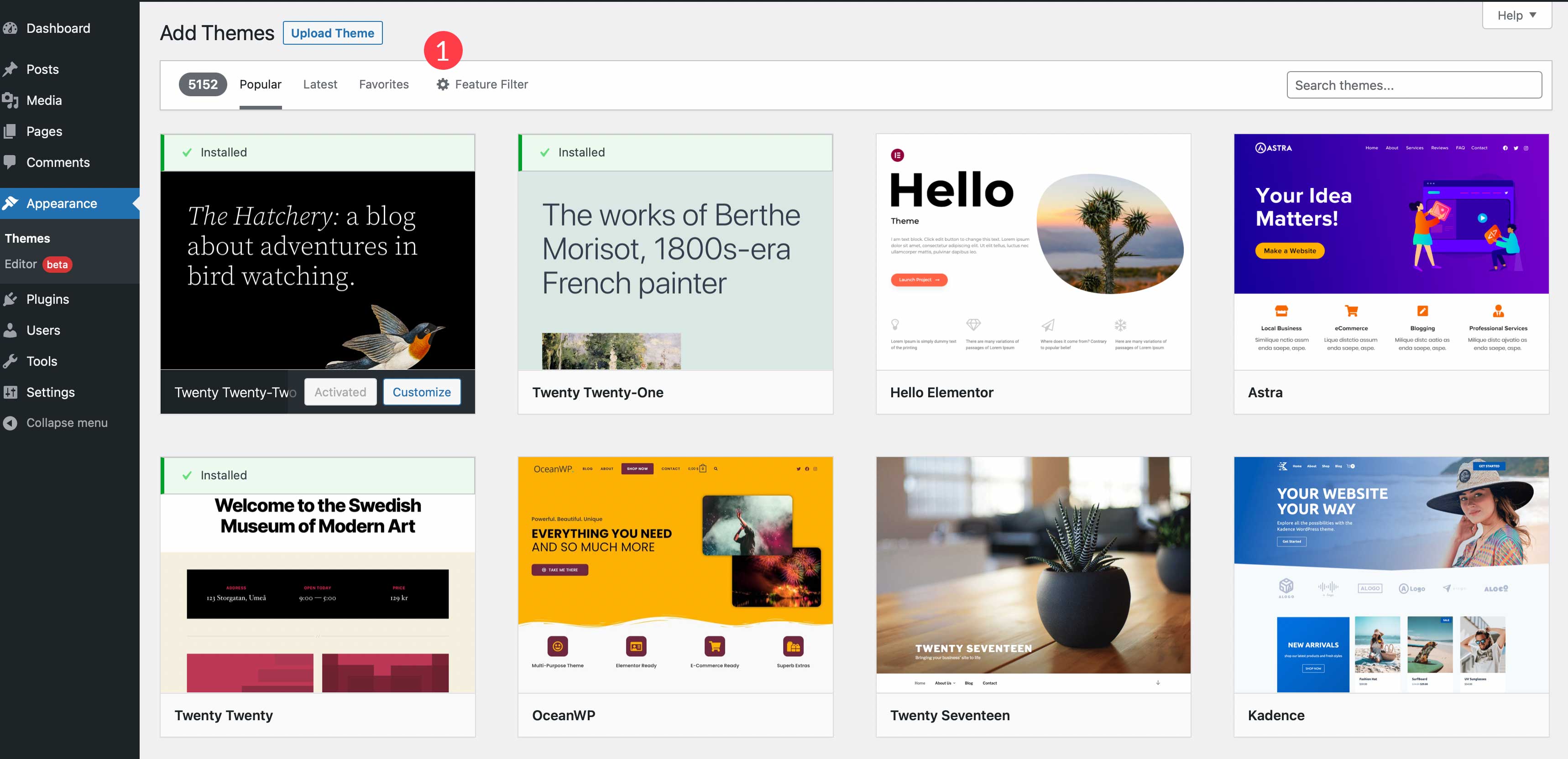 Filter fitur WordPress