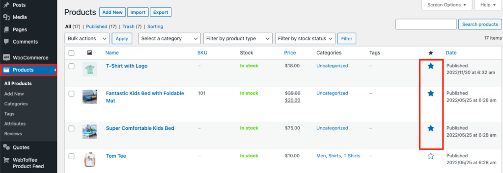 المنتجات المميزة في WooCommerce