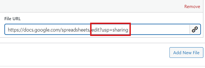 Salin dan tempel tautan Google Spreadsheet