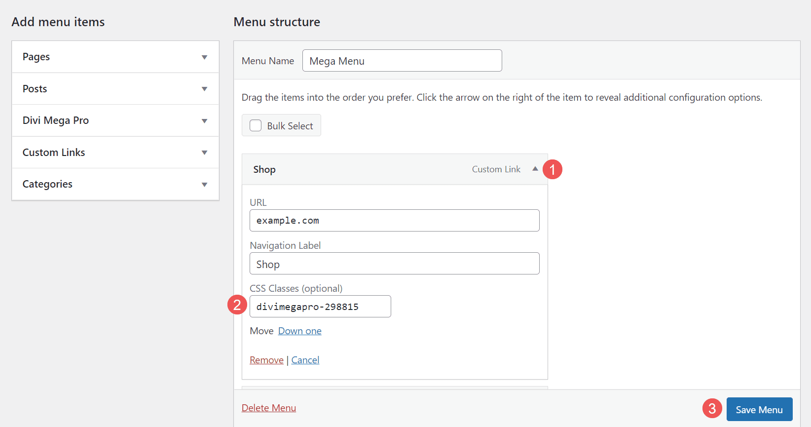 Dodanie MegaMenu