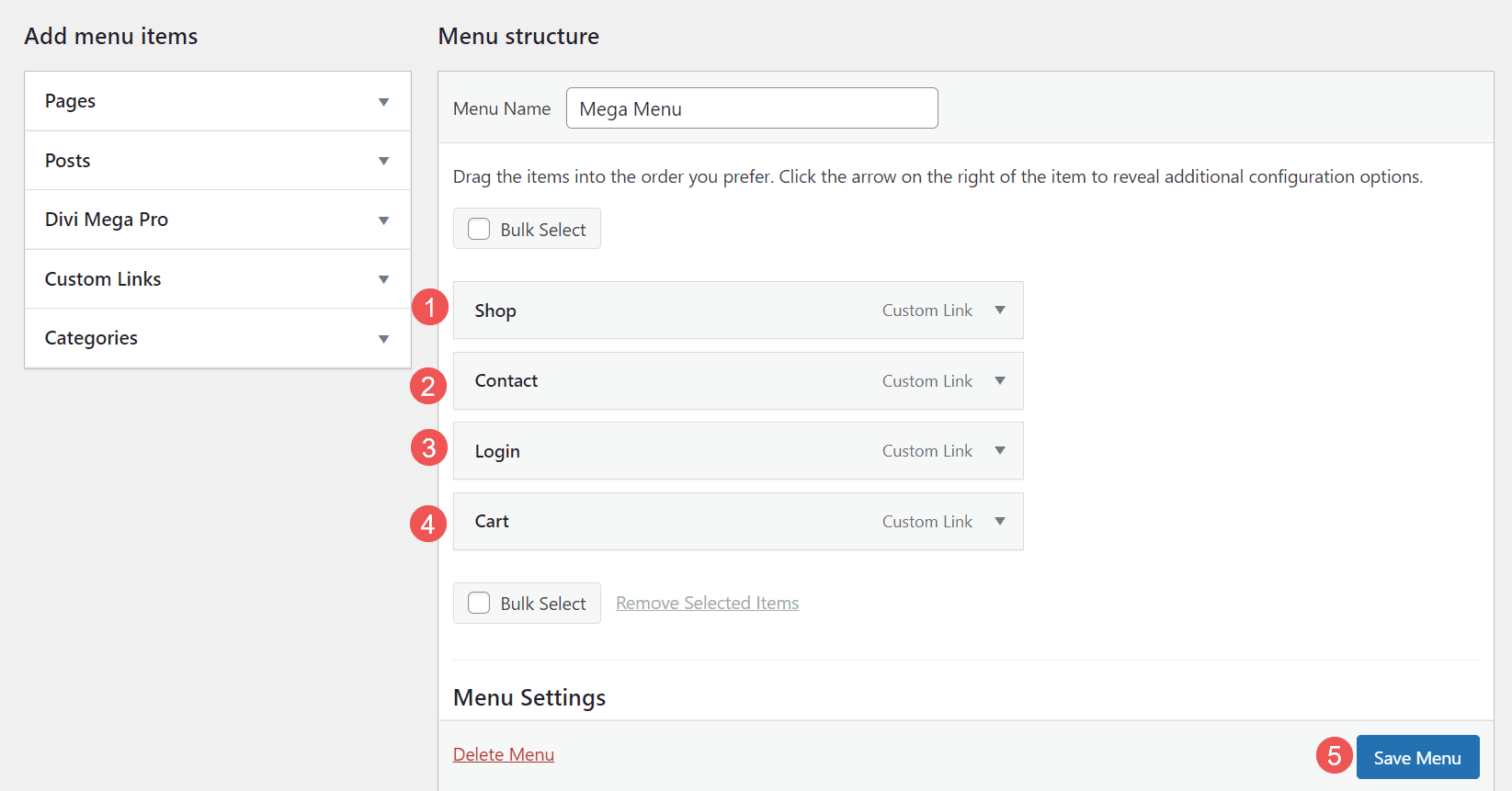 Hinzufügen des Mega-Menüs