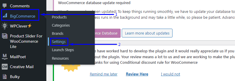 การตั้งค่าปลั๊กอิน BigCommerce WordPress