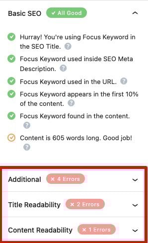 Rank Math Word 編輯器 UI 的屏幕截圖