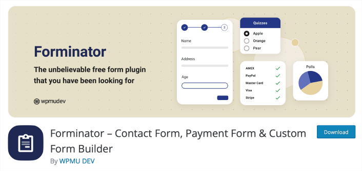 Complemento de formulario de contacto de Forminator WordPress