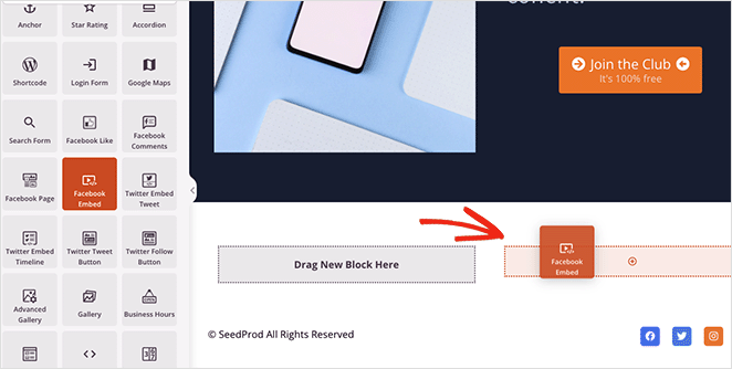 facebookembedblock - SeedProd Add the Facebook embed block