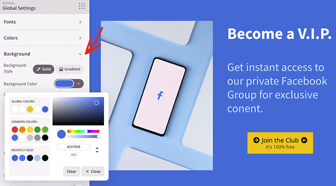 глобальные настройки фона — SeedProd Global background settings