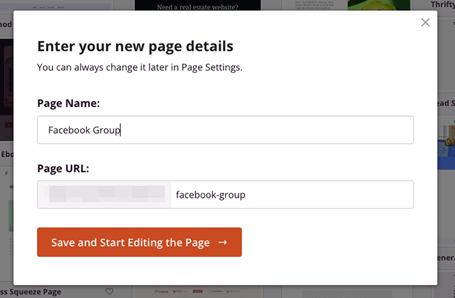 целевая страница2 – SeedProd Enter your landing page name and URL