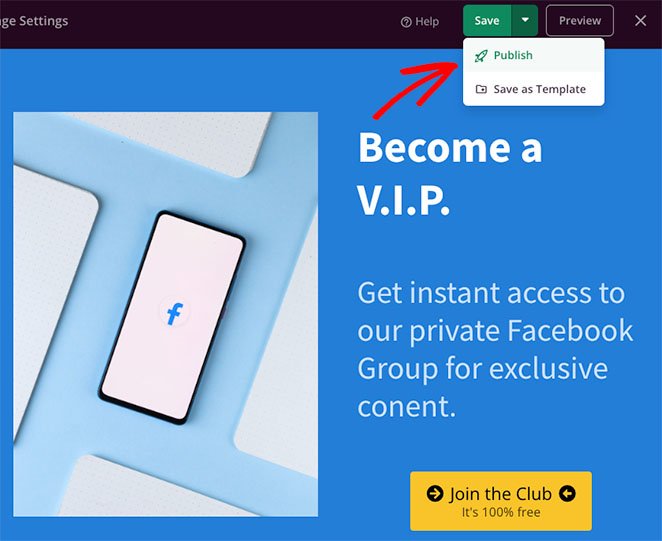 публикация лендинга - SeedProd Publish your landing page