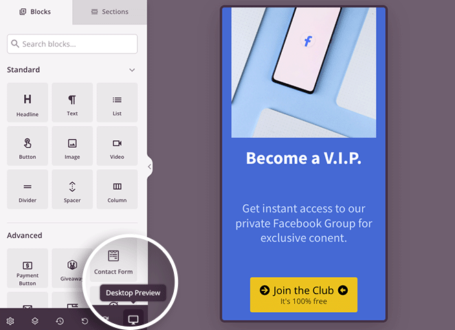 мобильный предварительный просмотр - SeedProd Landing page mobile preview