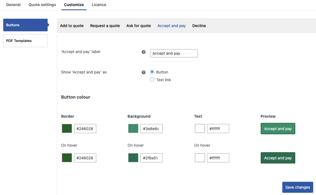 personnaliser d'autres boutons de demande de devis WooCommerce