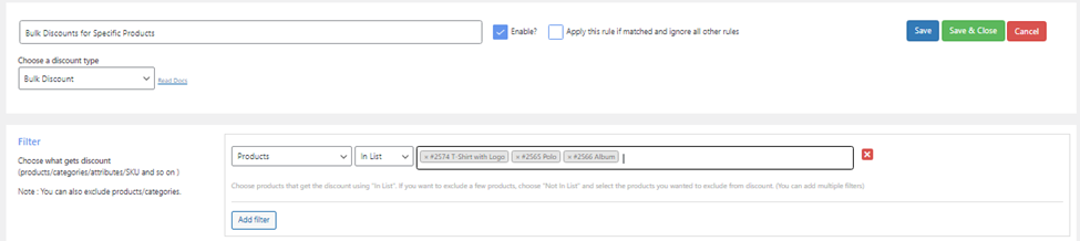 WooCommerce ส่วนลดจำนวนมากสำหรับผลิตภัณฑ์เฉพาะ