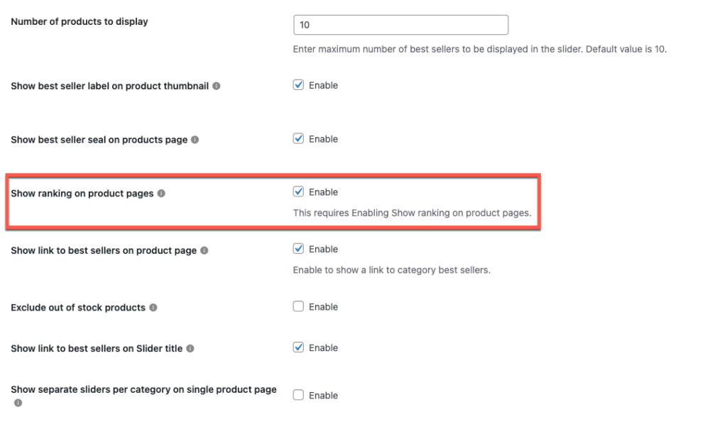 Configura altre impostazioni del bestseller di WooCommerce