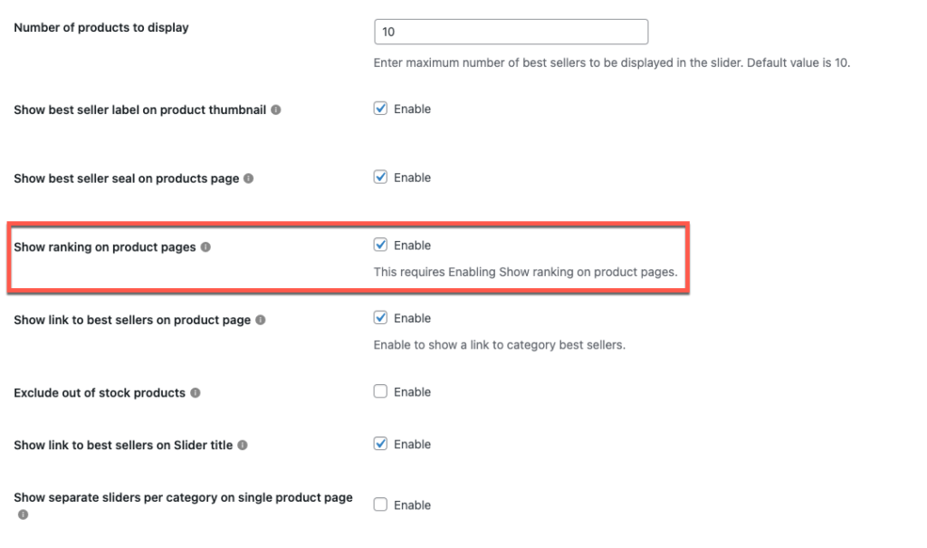 Konfigurieren Sie andere WooCommerce-Bestseller-Einstellungen