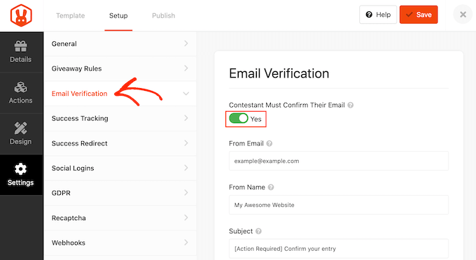 Exiger une vérification des e-mails pour les participations au concours