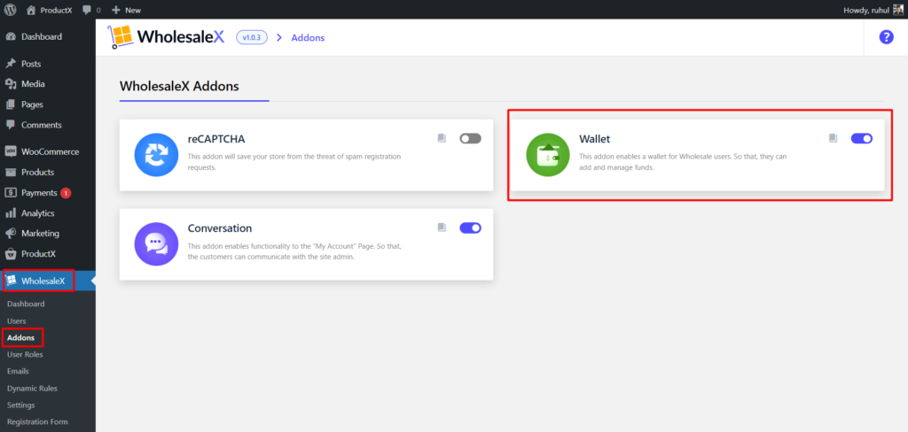 如何使用 WholesaleX 4 添加 WooCommerce 商店信用 WholesaleX Addon - Wallet