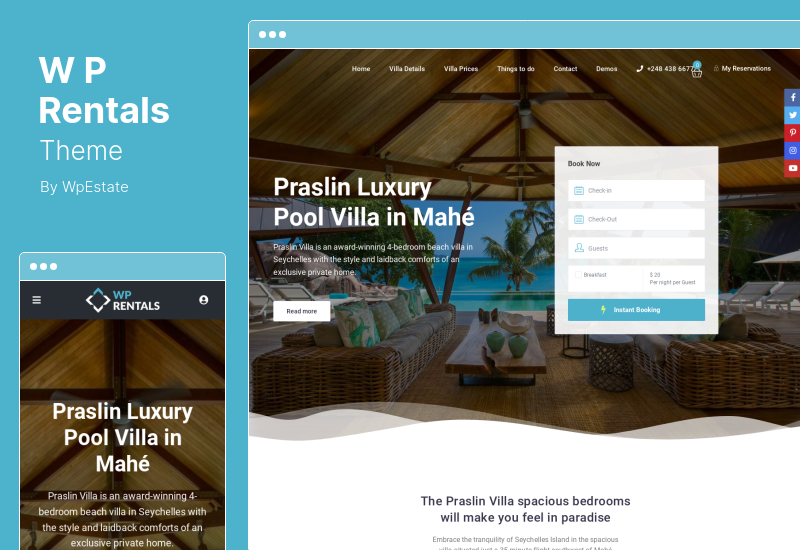 WP Rentals 主题 - 预订住宿 WordPress 主题