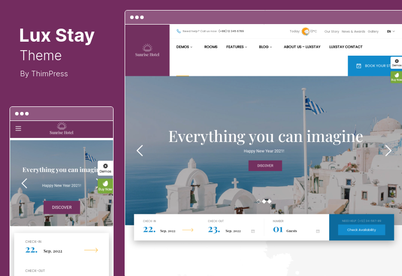 LuxStay 主题 - 酒店和 BnB WordPress 主题