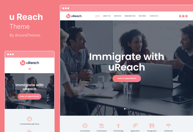 uReach 主題 - 移民和搬遷法律諮詢 WordPress 主題