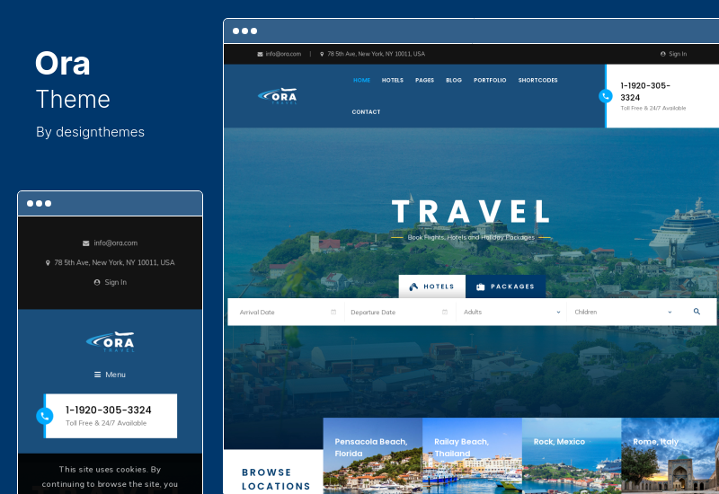 Ora 主題 - 旅遊預訂 WordPress 主題