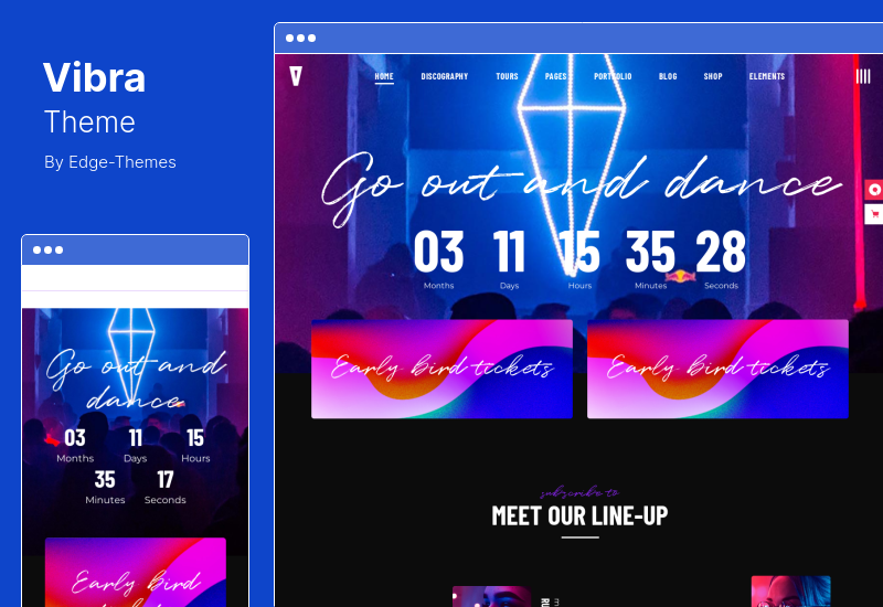 Vibra 主題 - DJ、藝術家和節日的音樂主題 WordPress 主題