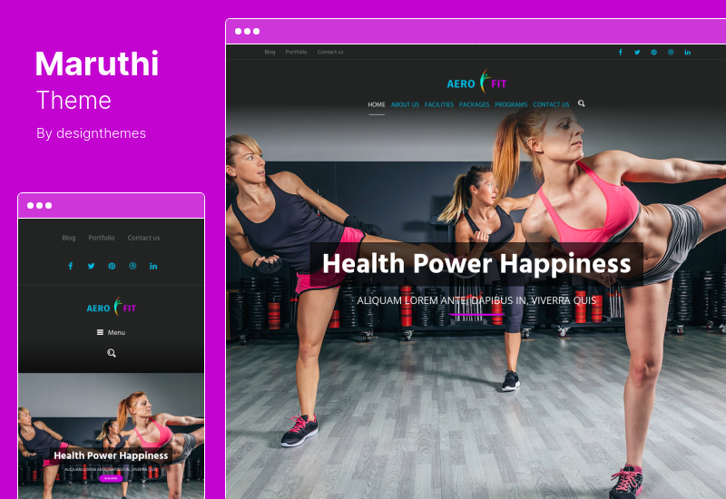 Maruthi Theme - 체육관 코치 및 피트니스 트레이너 WordPress Theme