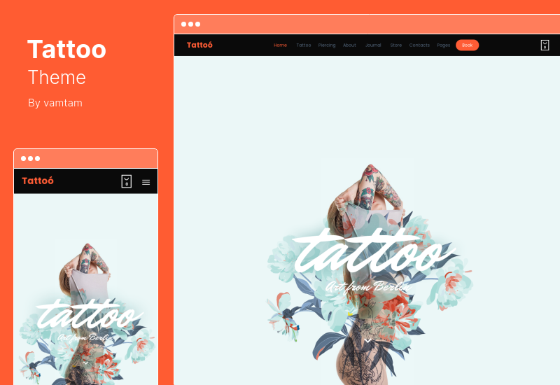 Tema tatuaje - Tema WordPress pentru artiști de tatuaje și piercing