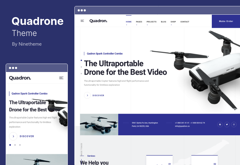 Quadrone 主題 - Drone, UAV, Video Pilot WordPress 主題