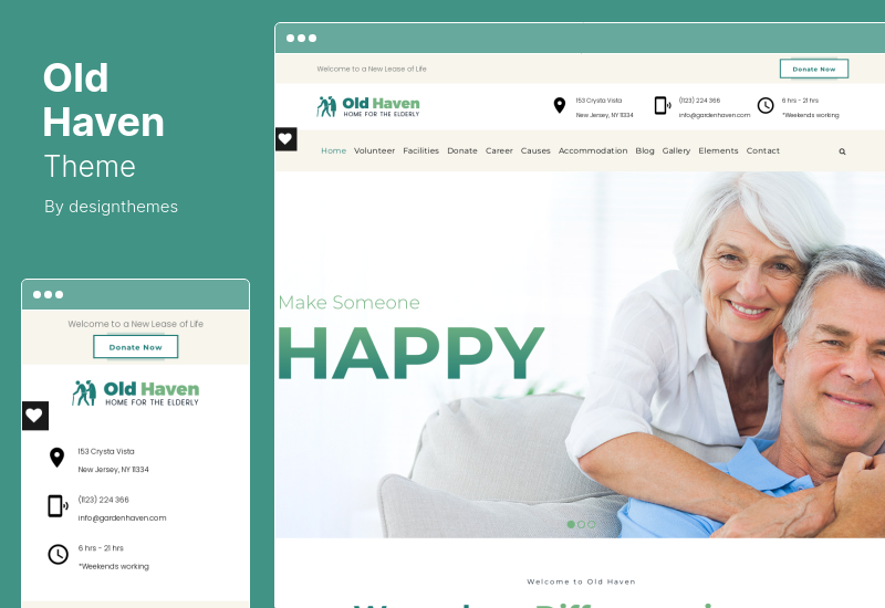 Tema Old Haven - Azil pentru bătrâni, Tema WordPress pentru îngrijirea persoanelor în vârstă