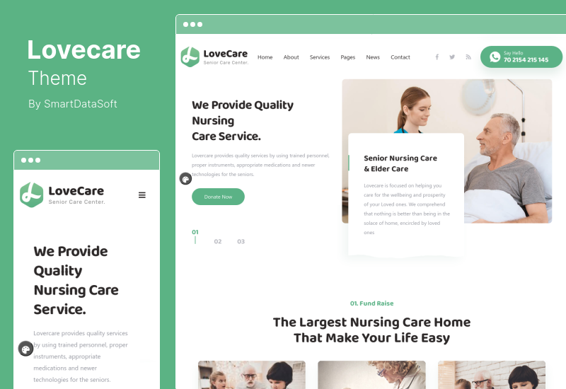 Tema Lovecare - Tema WordPress pentru îngrijirea seniorilor