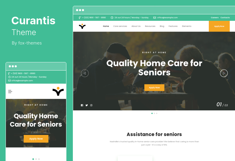 Tema Curantis - Tema WordPress pentru îngrijire medicală și asistență medicală