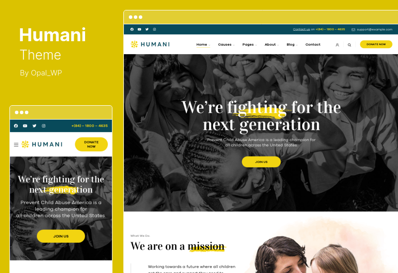 Tema Humani - Tema WordPress nonprofit și caritabil