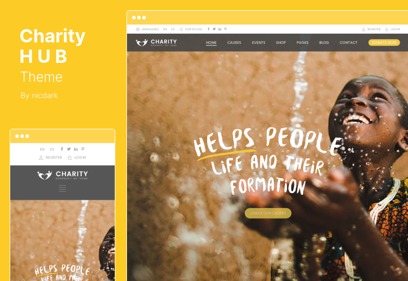Tema Charity HUB - Tema WordPress pentru Fundația de caritate