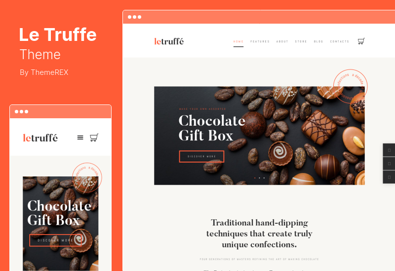 موضوع Le Truffe - سمة WordPress للحلويات والشوكولاته لمتجر الحلوى