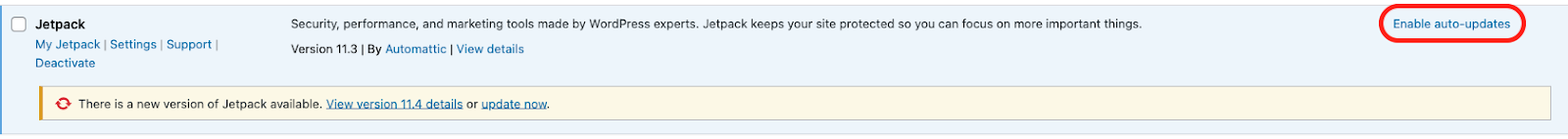 option pour activer les mises à jour automatiques pour les plugins WordPress