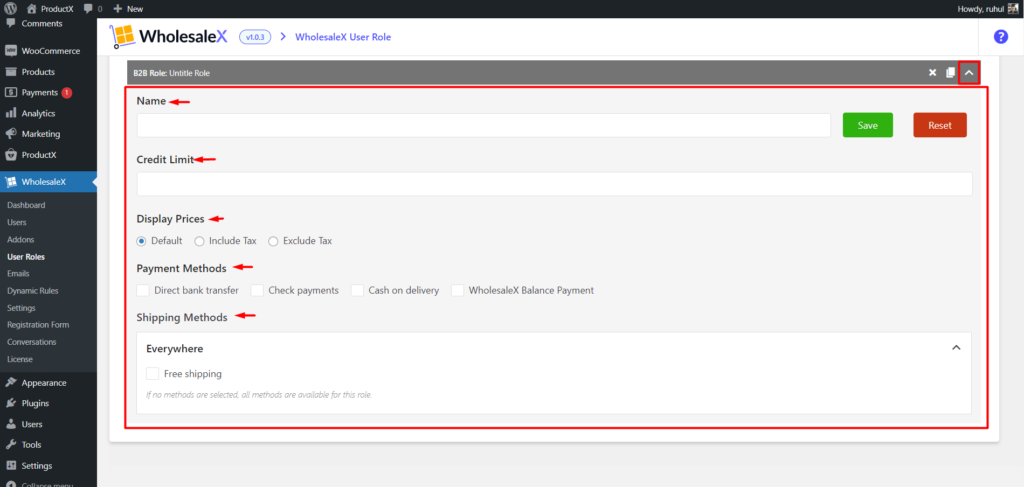 Cum se creează roluri de utilizator angro cu WholesaleX 6 WholesaleX User Role Settings