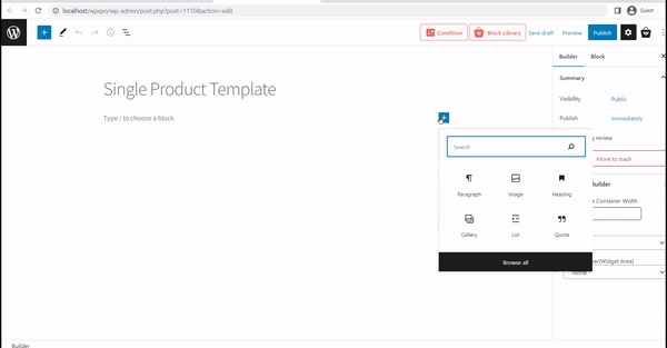 2 moduri de a suprascrie șablonul WooCommerce (fără codare) 10 Set Product Page Layout