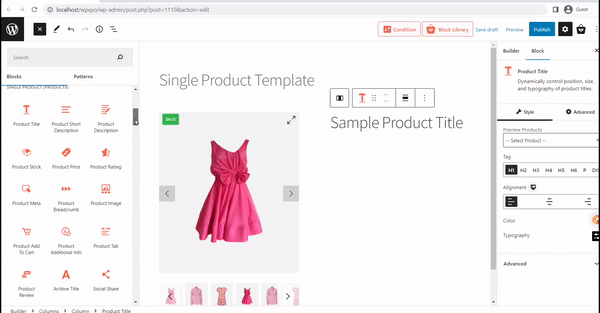 2 moduri de a suprascrie șablonul WooCommerce (fără codare) 11 Drag and Drop Product Page Blocks