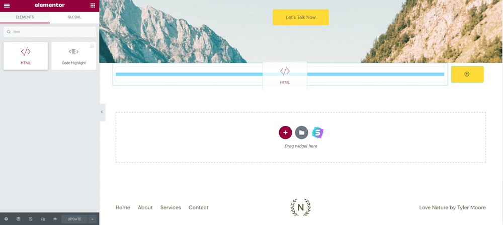 Dodaj widżet HTML Elementora