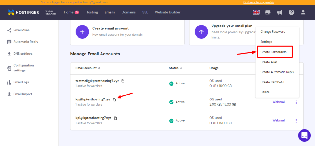 Crearea unui e-mail redirecționat