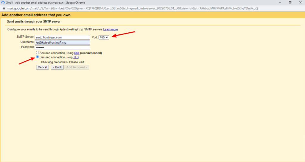 Introduceți detaliile serverului SMTP