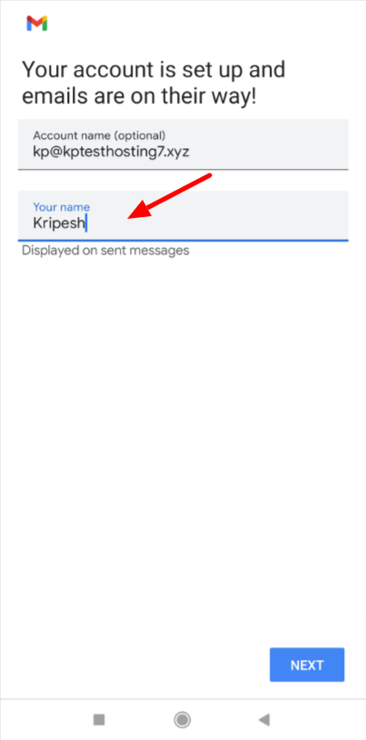 Adăugați numele contului pe e-mail