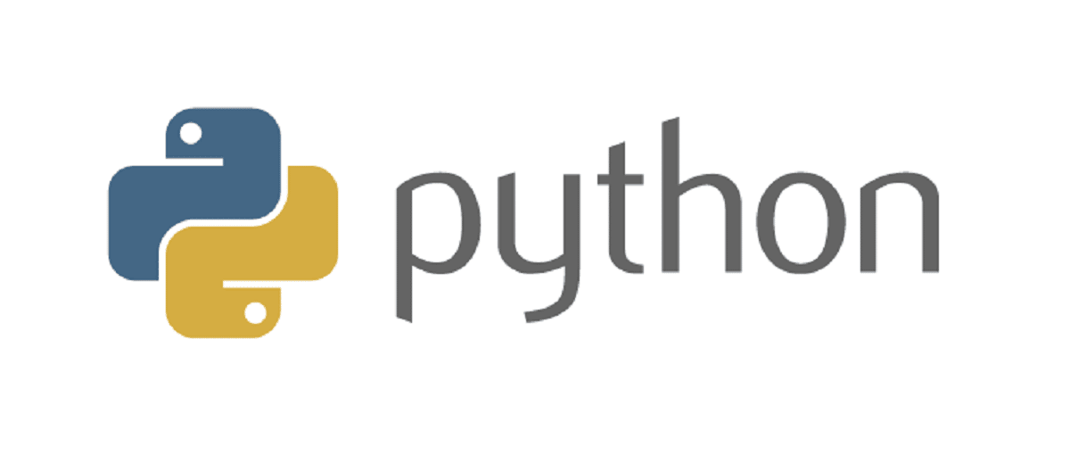 Python 編程語言的標誌和標誌右側的 Python 名稱。