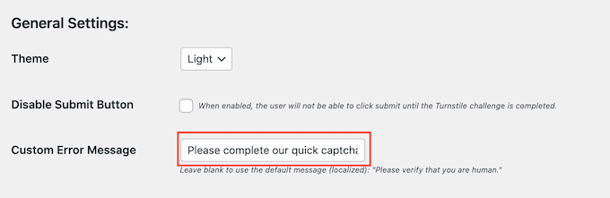 Crearea unui mesaj de eroare personalizat pentru un CAPTCHA WordPress