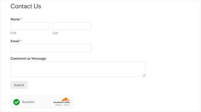 Schimbarea locului în care apare CAPTCHA în WPForms