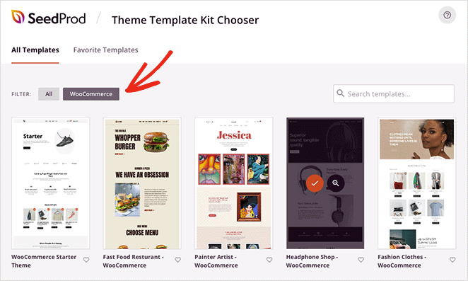 WooCommerceテーマテンプレート - SeedProd WooCommerce theme template kits