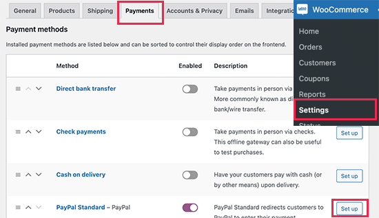 支払い設定 - SeedProd WooCommerce payment settings