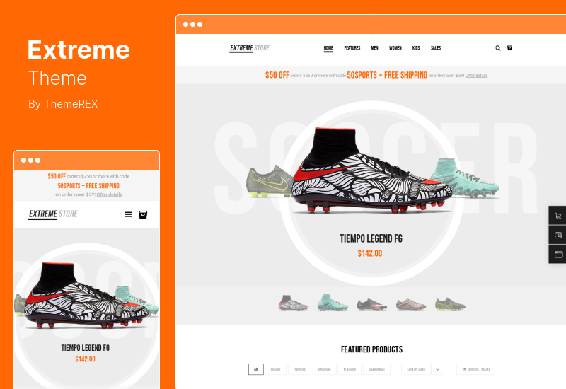 Extreme Theme - ثيم WordPress لمتجر الملابس والمعدات الرياضية