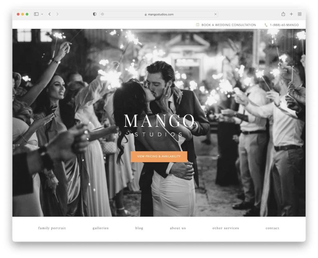 sito web per matrimoni mango studios