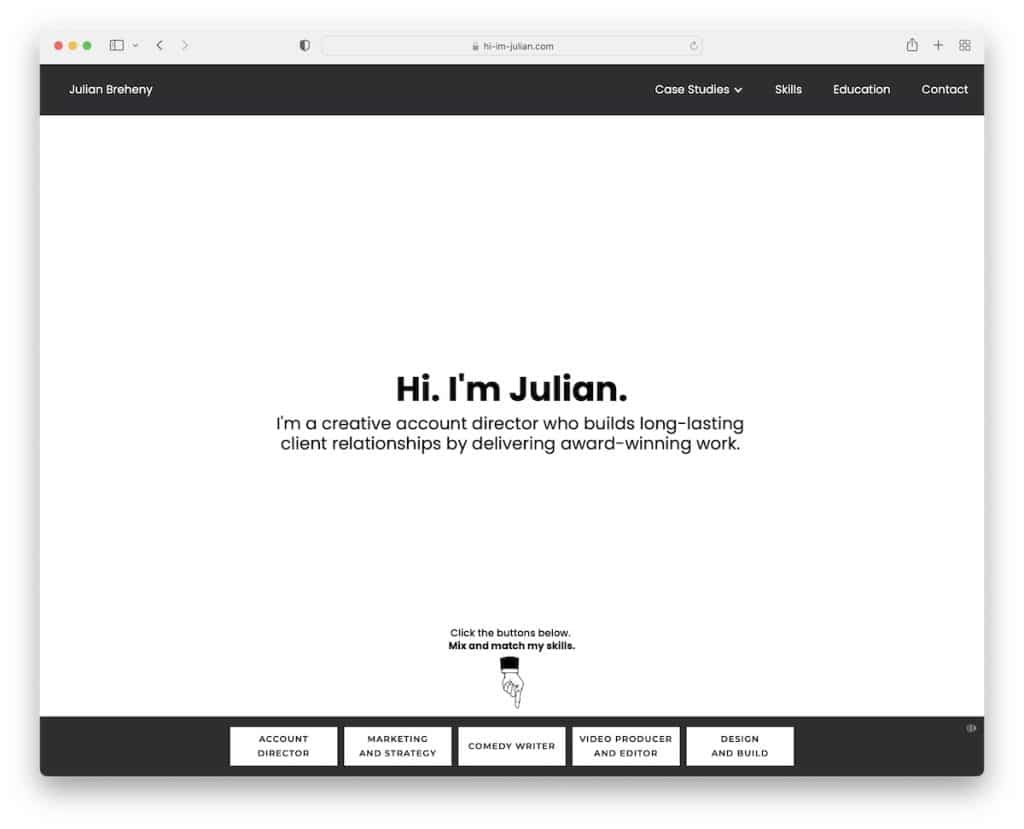 sito web del curriculum di julian breheny